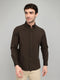 Rock.it Men Brown Stripe Collar Full Sleeve Shirt