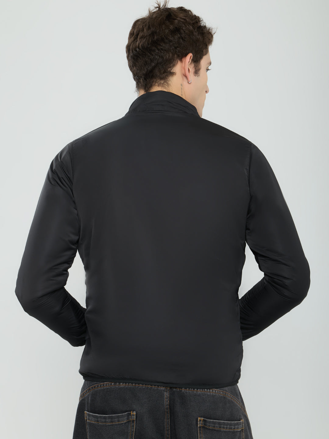 Rock.it Men Tan Solid Turtle Neck Full Sleeve Reversible Sherpa Jacket