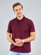 Men Maroon Solid Polo Collar Half Sleeve T-Shirt