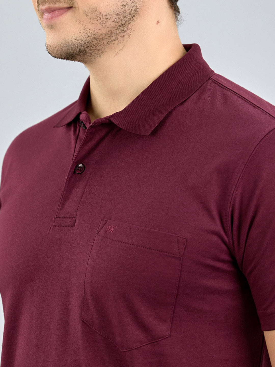 Men Maroon Solid Polo Collar Half Sleeve T-Shirt