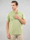 Men Green Solid Polo Collar Half Sleeve T-Shirt