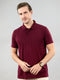 Men Maroon Solid Polo Collar Half Sleeve T-Shirt