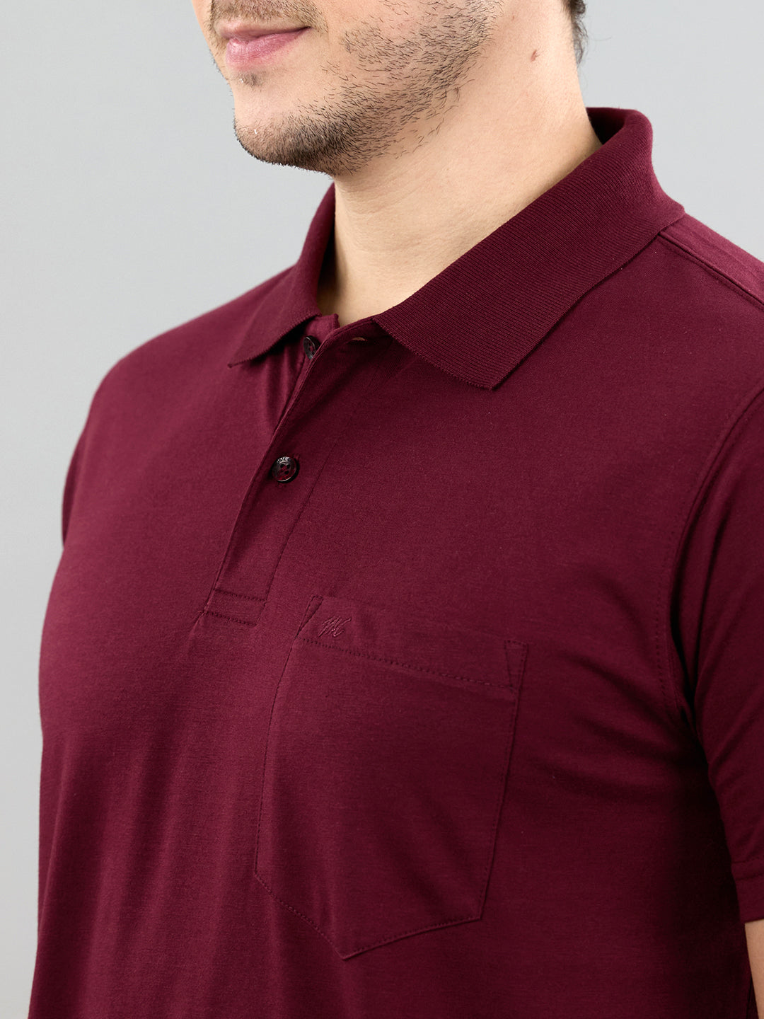 Men Maroon Solid Polo Collar Half Sleeve T-Shirt
