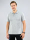 Men Grey Solid Polo Collar Half Sleeve T-Shirt