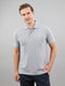 Men Grey Solid Polo Collar Half Sleeve T-Shirt