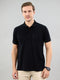 Men Black Solid Polo Collar Half Sleeve T-Shirt