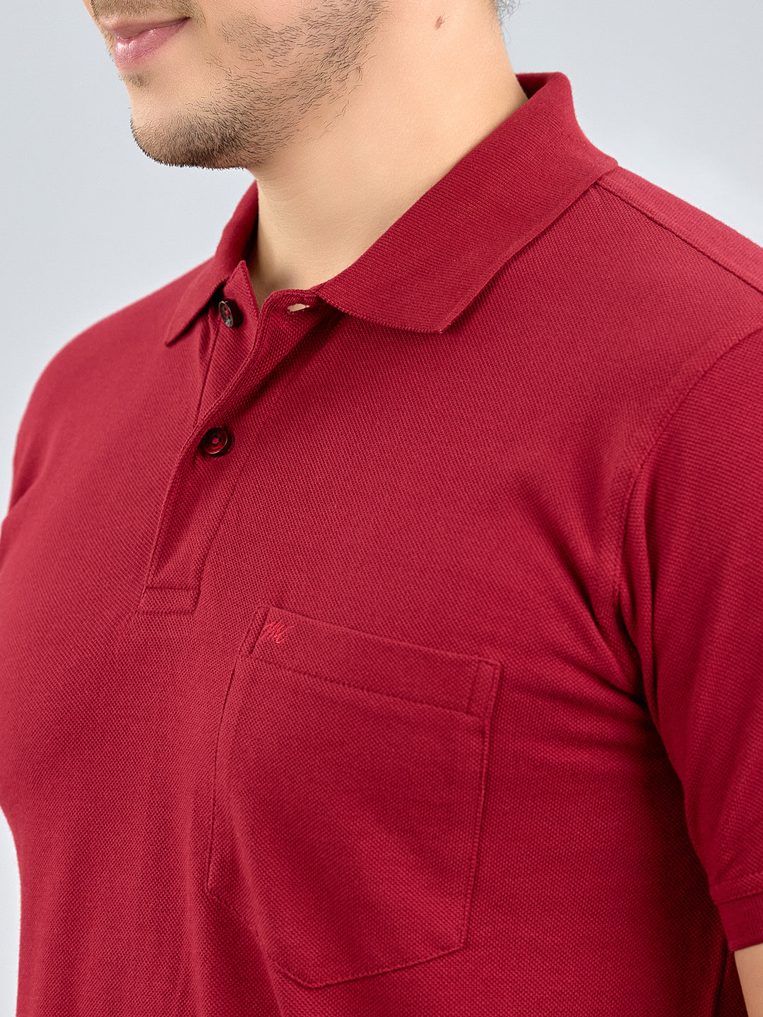 Men Maroon Solid Polo Collar Half Sleeve T-Shirt