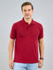 Men Maroon Solid Polo Collar Half Sleeve T-Shirt