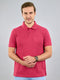 Men Pink Solid Polo Collar Half Sleeve T-Shirt