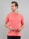 Men Pink Solid Polo Collar Half Sleeve T-Shirt