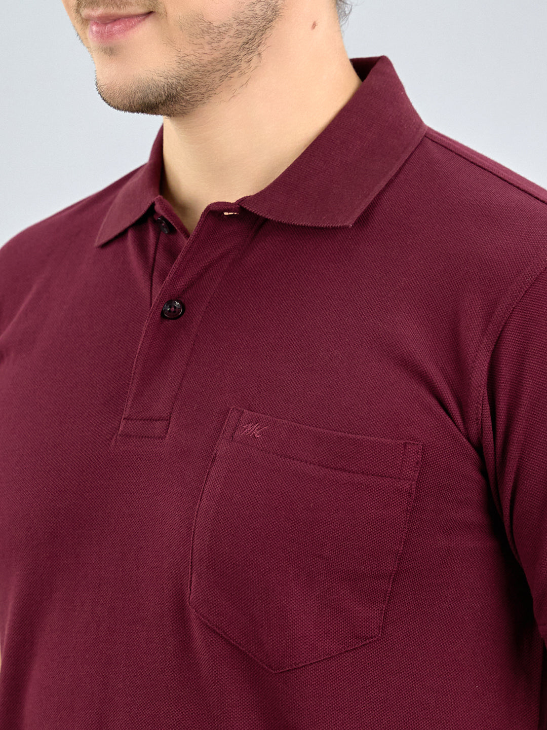 Men Maroon Solid Polo Collar Half Sleeve T-Shirt