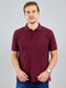 Men Maroon Solid Polo Collar Half Sleeve T-Shirt
