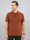 Men Brown Solid Polo Collar Half Sleeve T-Shirt