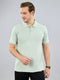 Men Green Solid Polo Collar Half Sleeve T-Shirt