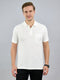 Men White Solid Polo Collar Half Sleeve T-Shirt