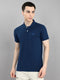 Men Dark Blue Solid Collar Half Sleeve T-Shirt