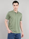 Men Sea Green Solid Collar Half Sleeve T-Shirt