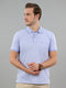 Men Sky Blue Solid Polo Collar Half Sleeve T-Shirt