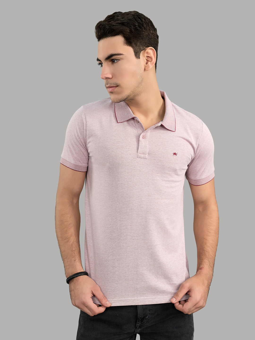 Men Maroon Solid Collar Half Sleeve T-Shirt