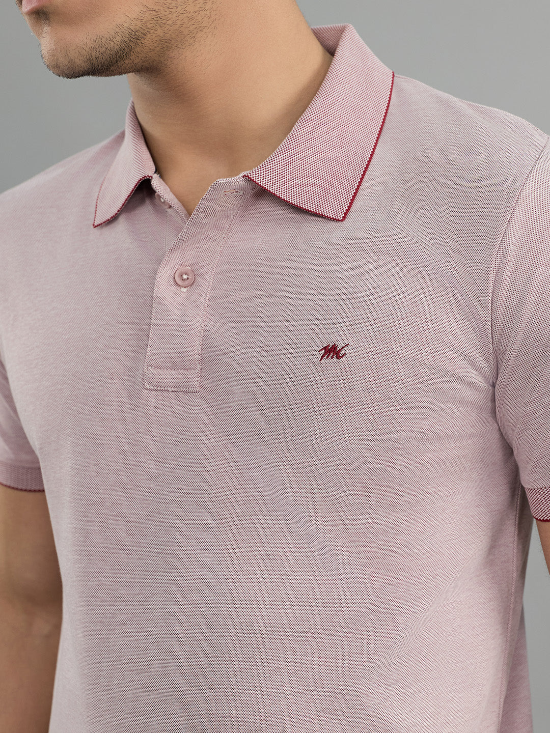 Men Maroon Solid Collar Half Sleeve T-Shirt