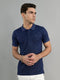 Men Navy Blue Solid Polo Collar Half Sleeve T-Shirt