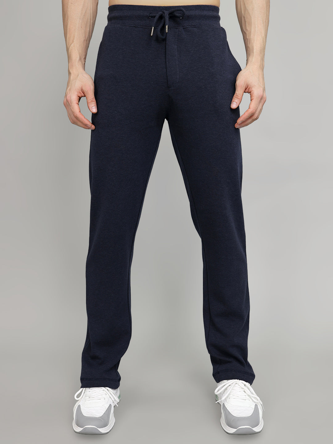 Men Navy Blue Solid Regular Fit Lower