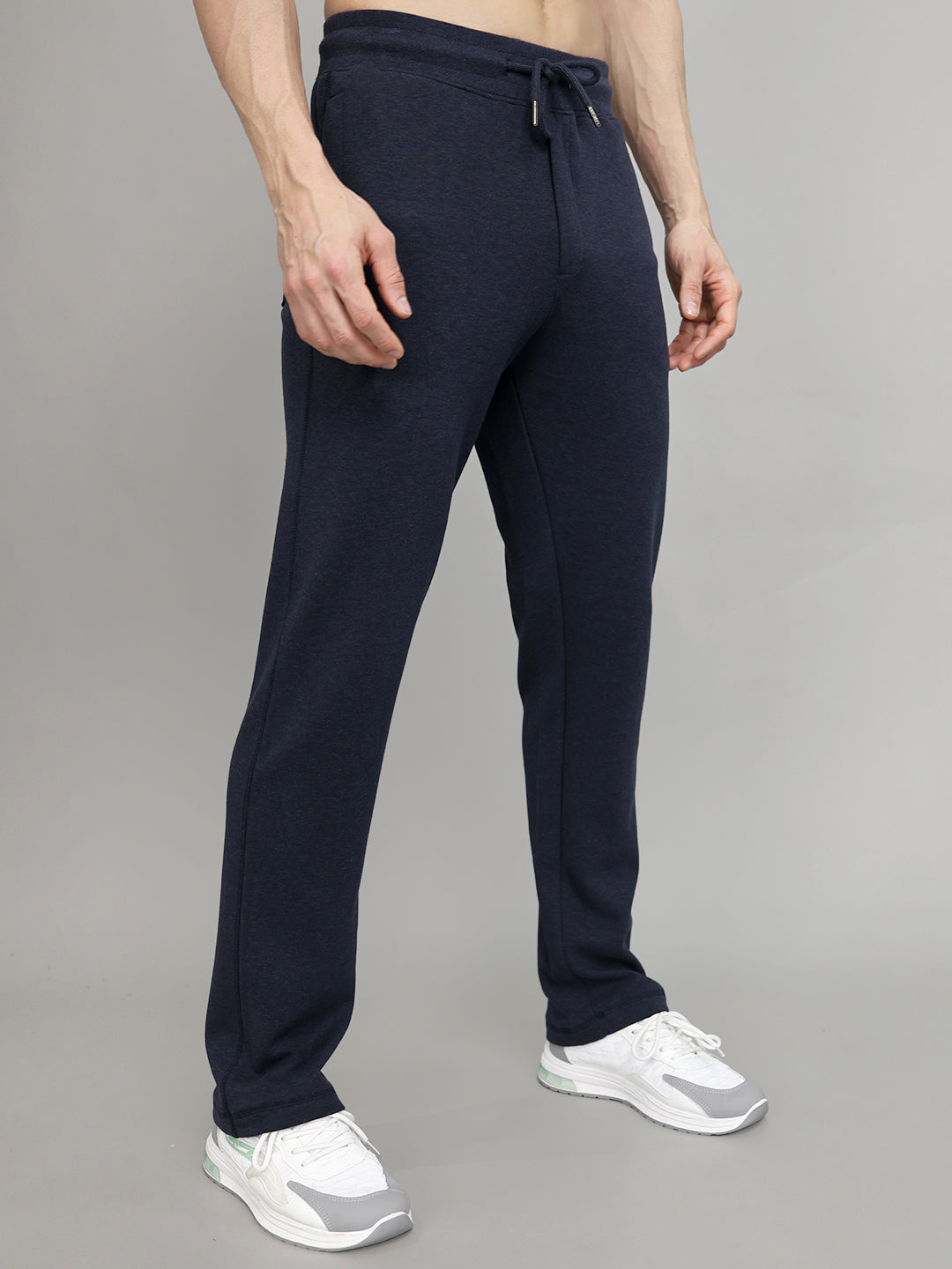 Men Navy Blue Solid Regular Fit Lower