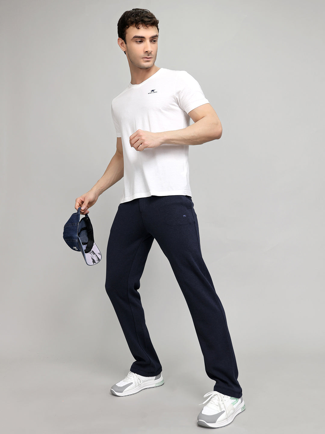 Men Navy Blue Solid Regular Fit Lower