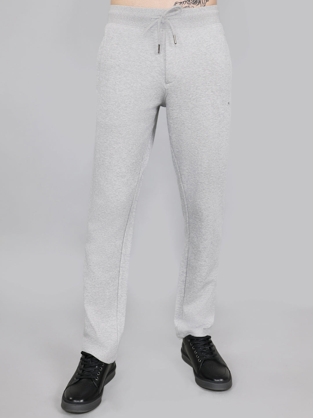 Men Grey Solid Regular Fit Lower