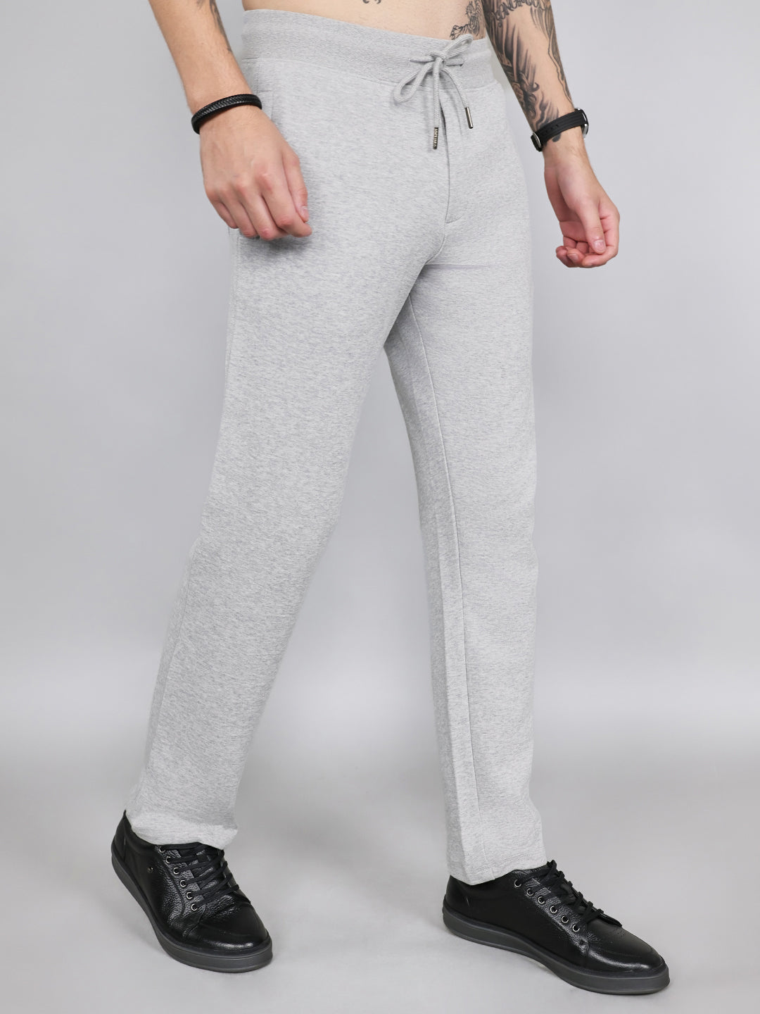 Men Grey Solid Regular Fit Lower