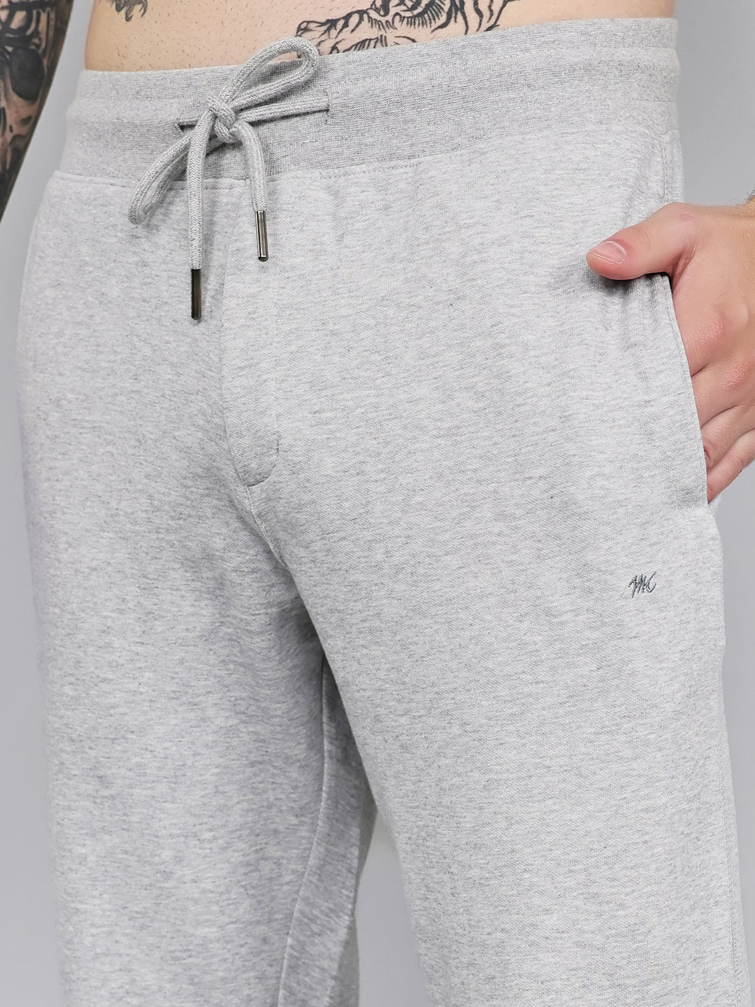 Men Grey Solid Regular Fit Lower