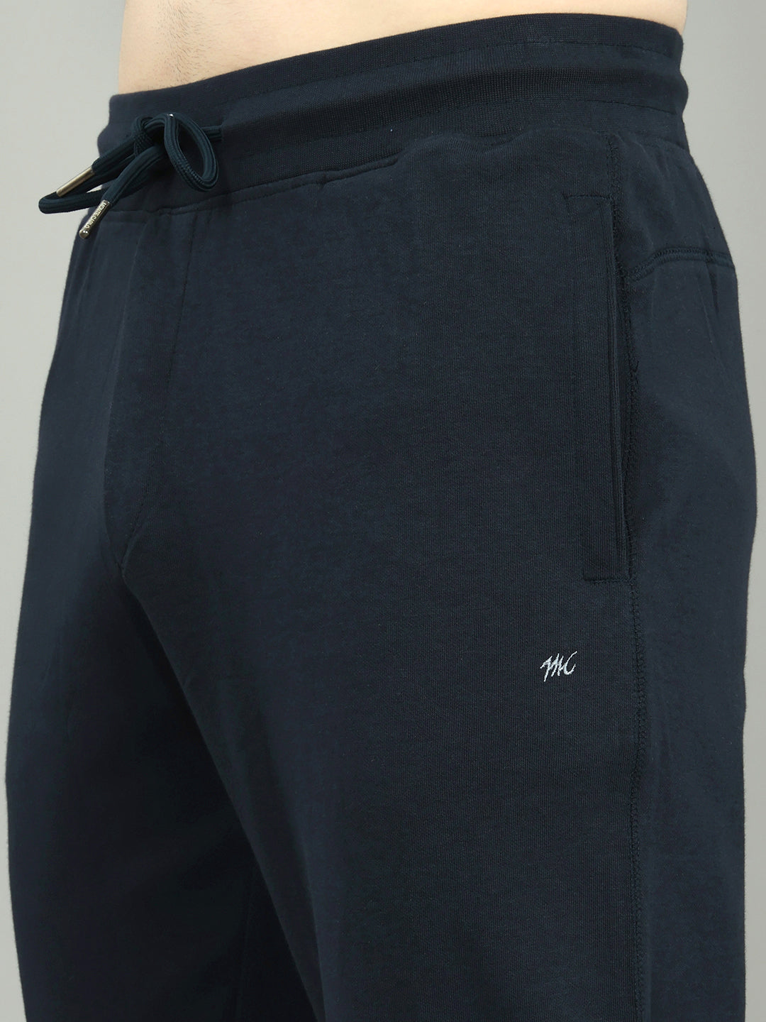 Men Navy Blue Solid Regular Fit Lower