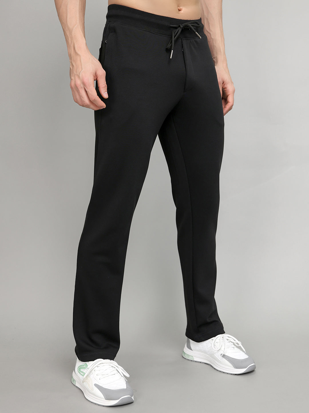 Men Black Solid Regular Fit Lower