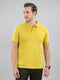 Men Mustard Solid Polo Collar Half Sleeve T-Shirt
