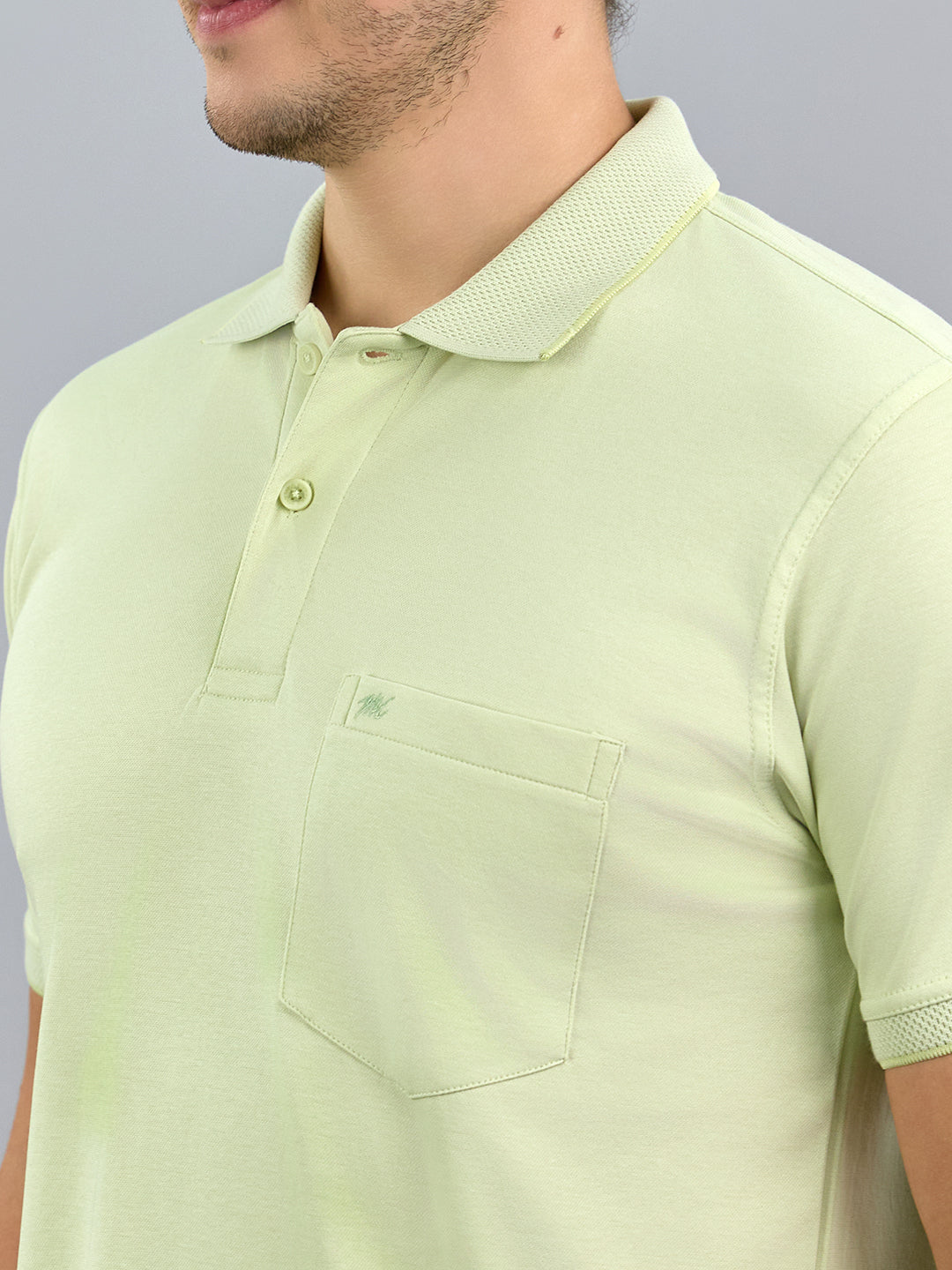 Men Lime Green Solid Polo Collar Half Sleeve T-Shirt
