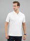 Men White Solid Polo Collar Half Sleeve T-Shirt