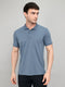 Men Blue Solid Collar Half Sleeve T-Shirt