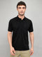 Men Black Solid Collar Half Sleeve T-Shirt