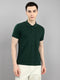 Men Dark Green Solid Collar Half Sleeve T-Shirt