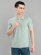 Men Sea Green Solid Collar Half Sleeve T-Shirt