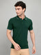 Men Green Solid Collar Half Sleeve T-Shirt