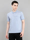 Men Sky Blue Solid Collar Half Sleeve T-Shirt
