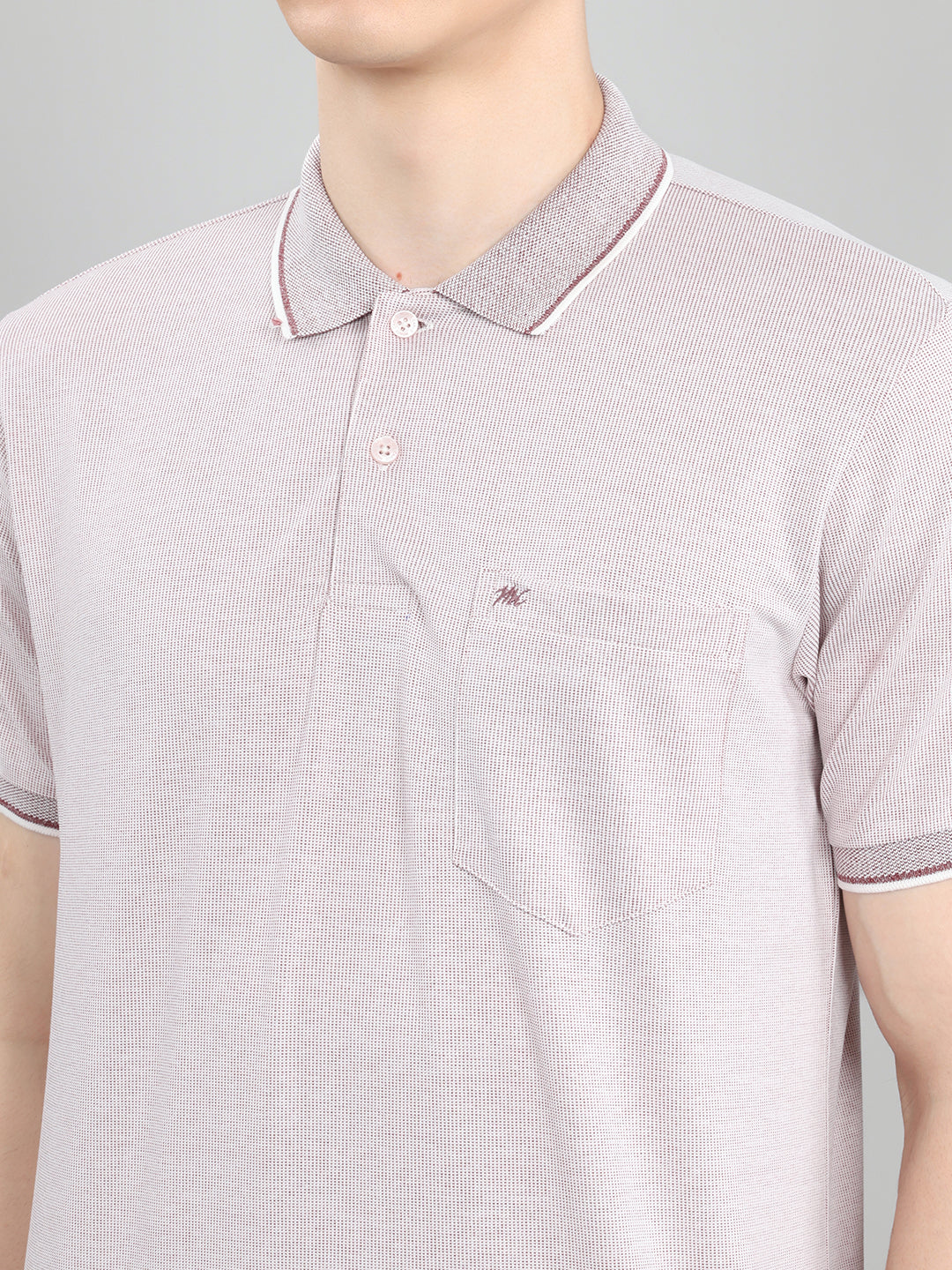 Men Maroon Solid Collar Half Sleeve T-Shirt