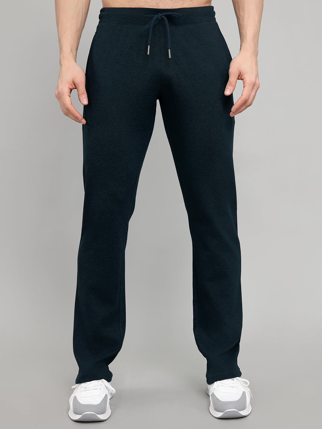Men Navy Blue Solid Regular Fit Lower