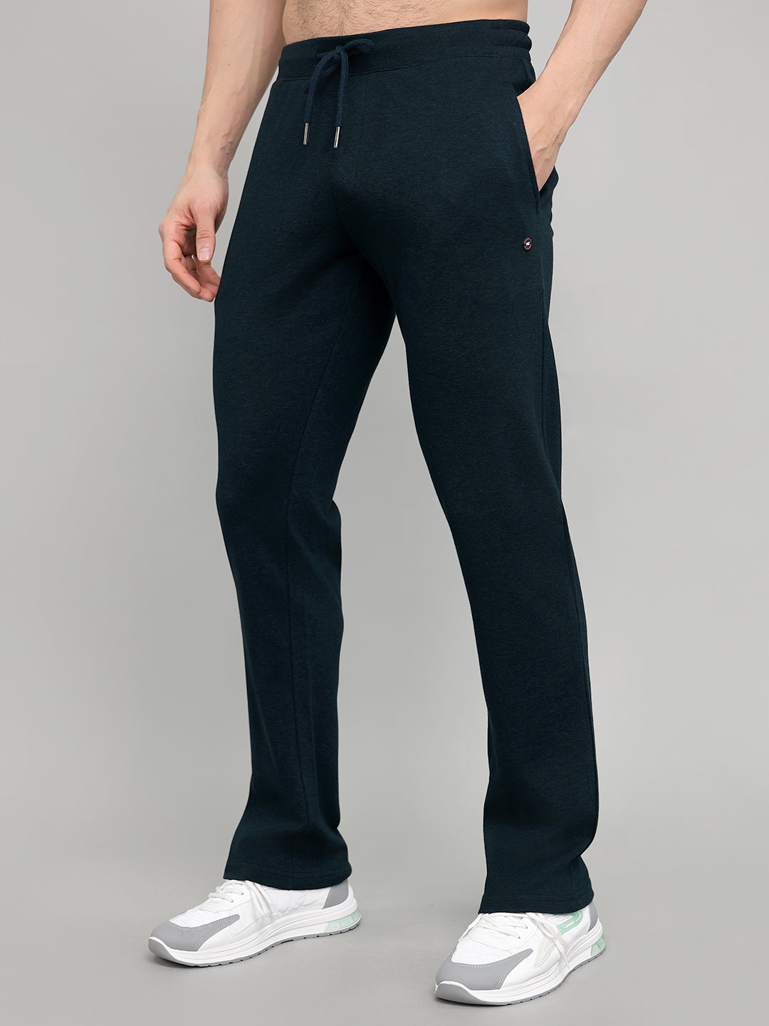 Men Navy Blue Solid Regular Fit Lower