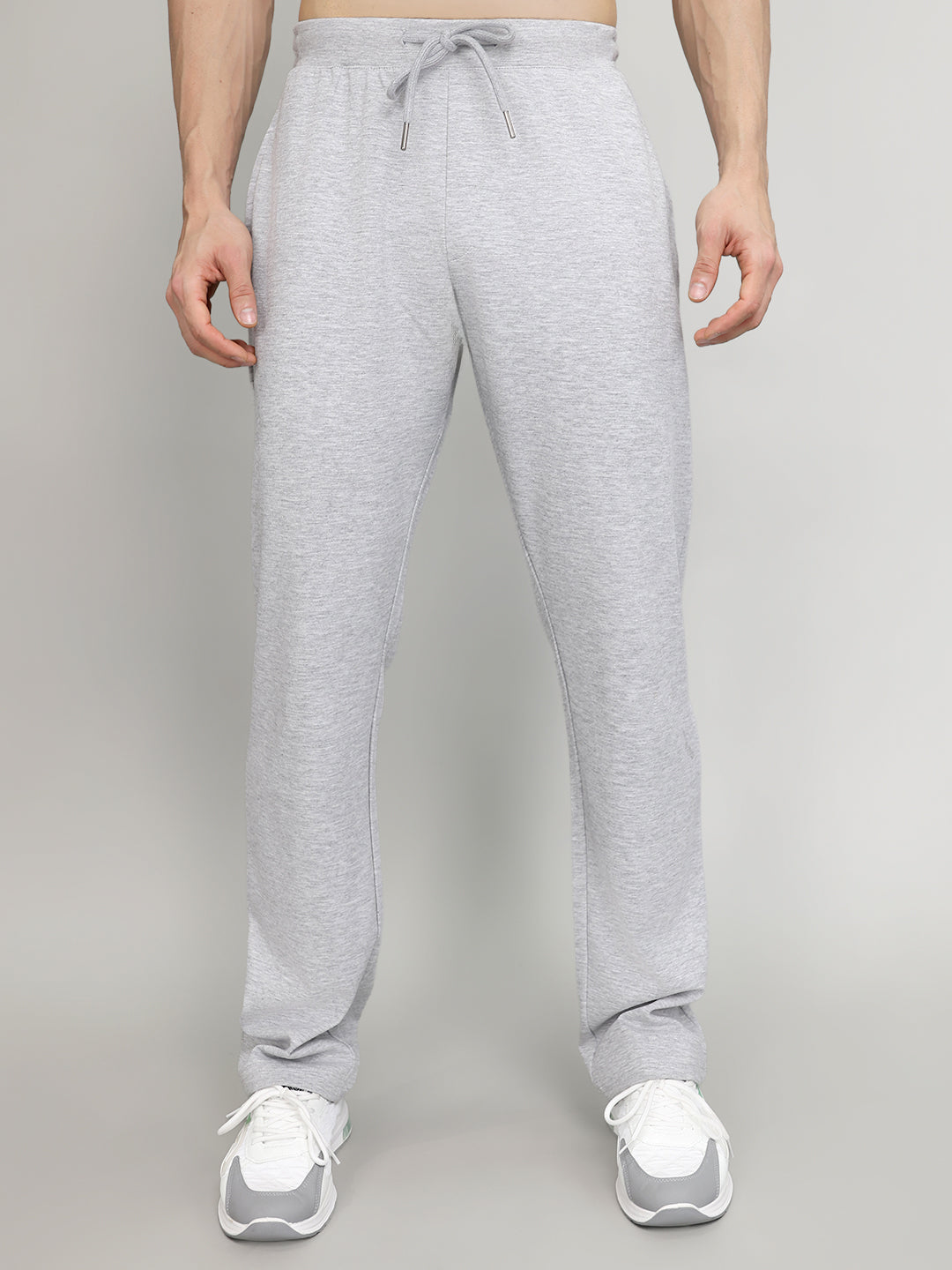 Men Light Grey Solid Regular Fit Lower