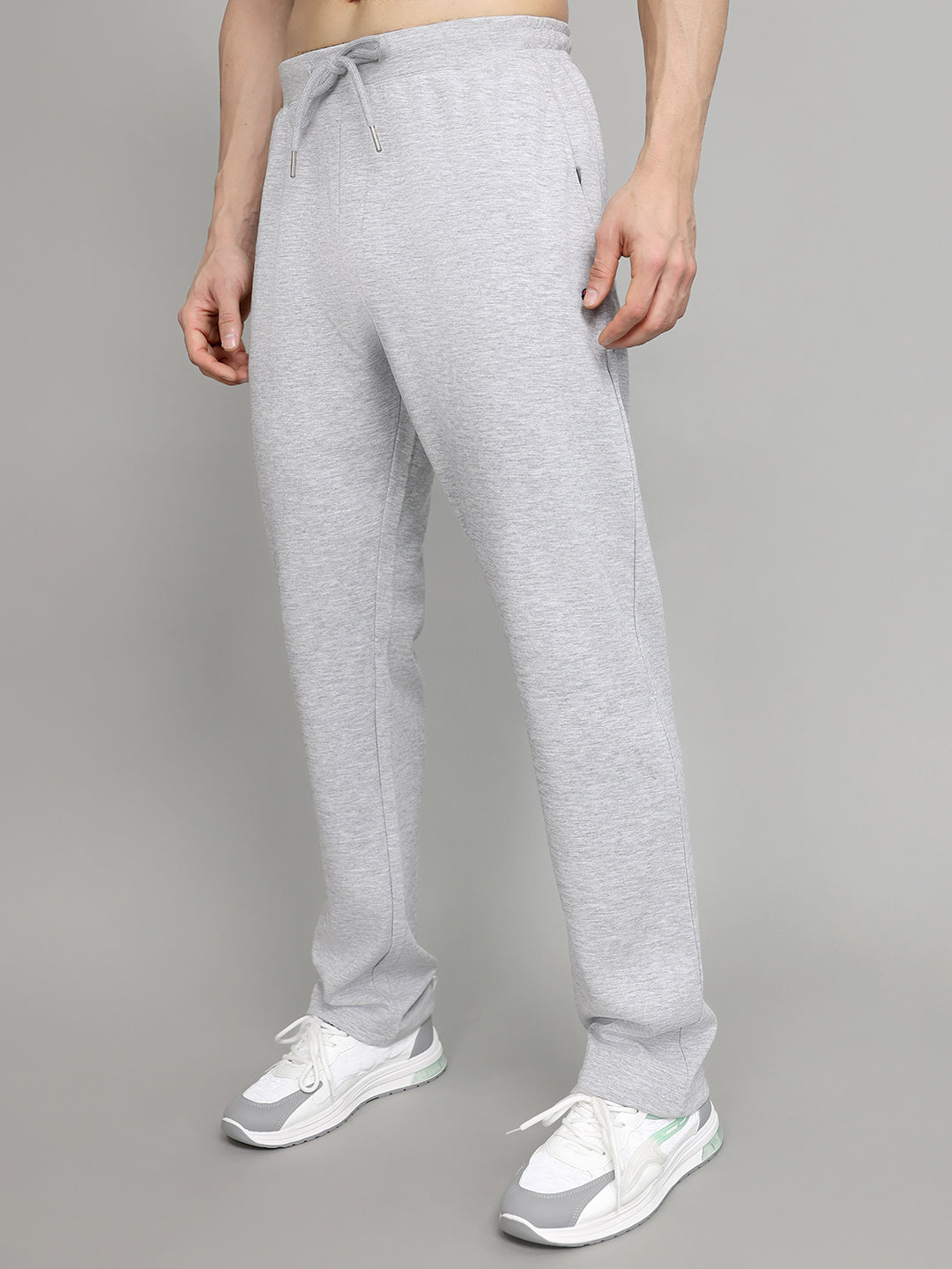 Men Light Grey Solid Regular Fit Lower