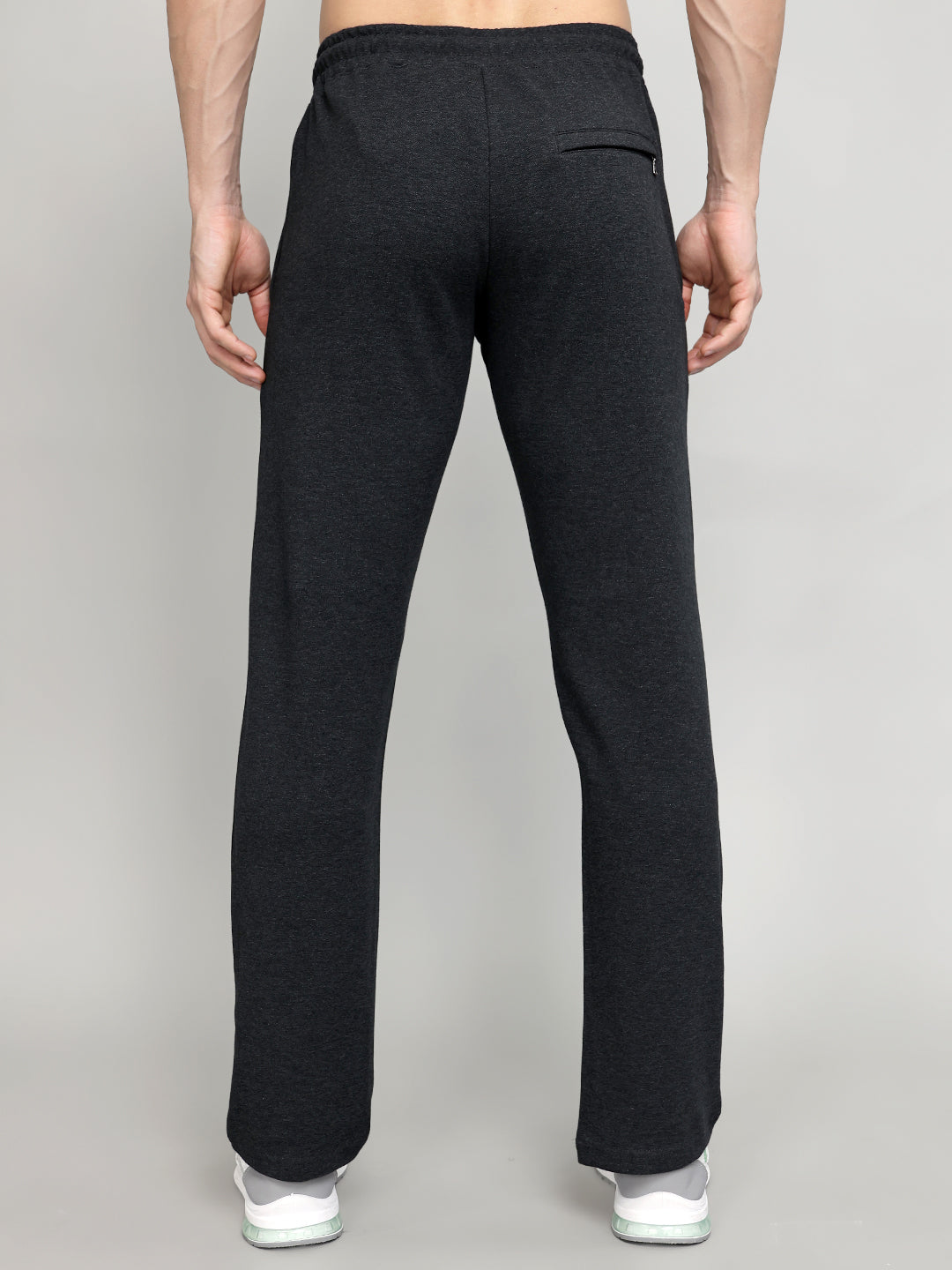 Men Charcoal Solid Regular Fit Lower