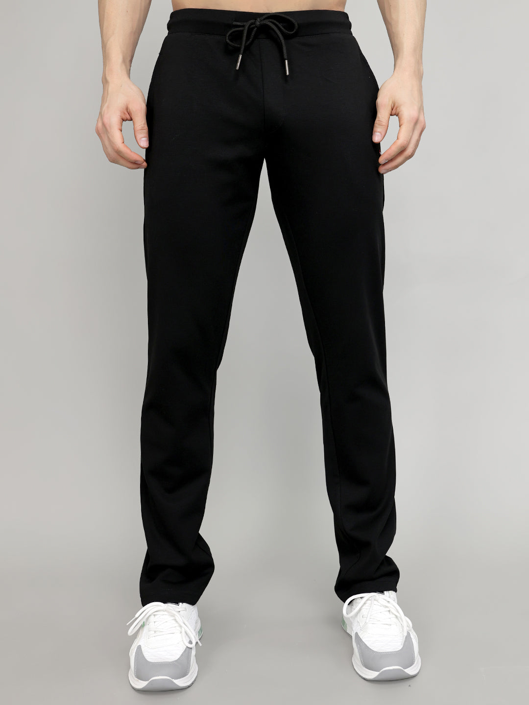 Men Black Solid Regular Fit Lower