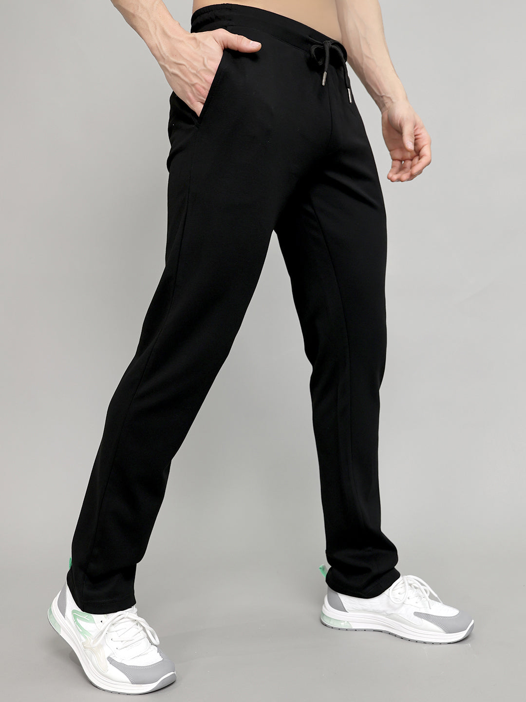 Men Black Solid Regular Fit Lower